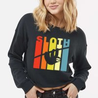 Retro Sloth Cropped Pullover Crew