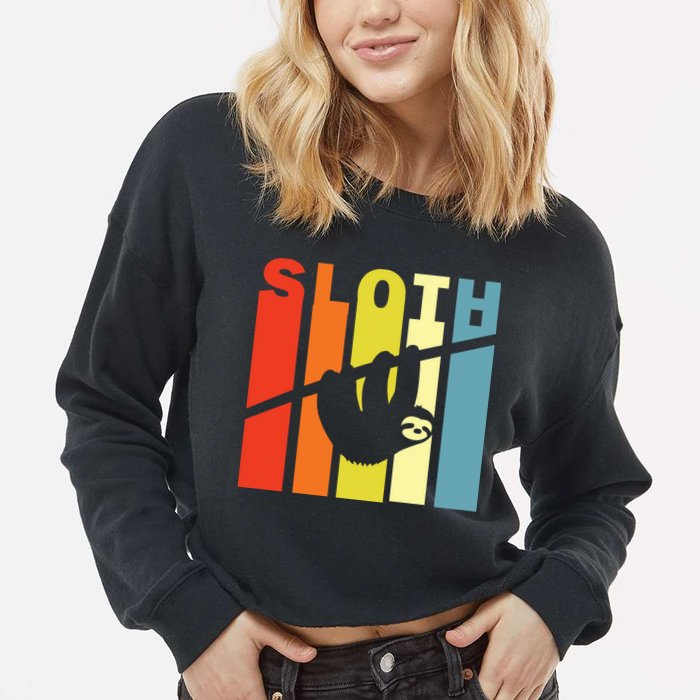 Retro Sloth Cropped Pullover Crew