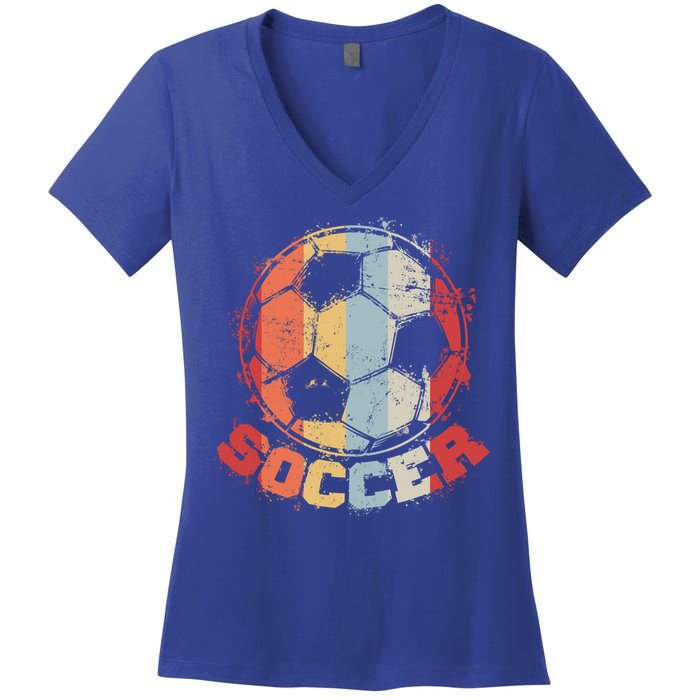 Retro Soccer Ball Women's V-Neck T-Shirt