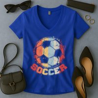 Retro Soccer Ball Women's V-Neck T-Shirt