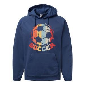 Retro Soccer Ball Performance Fleece Hoodie