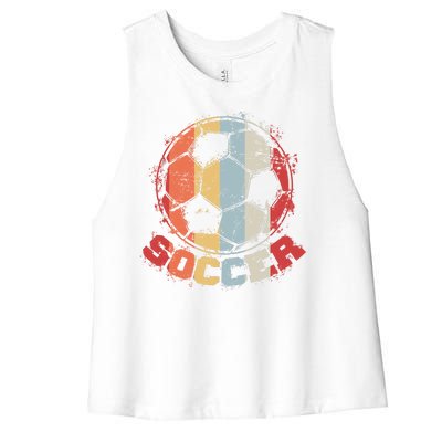 Retro Soccer Ball Women's Racerback Cropped Tank