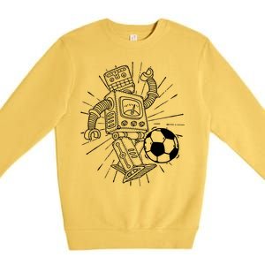 Retro Soccer Robot Premium Crewneck Sweatshirt