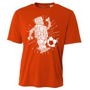 Retro Soccer Robot Cooling Performance Crew T-Shirt