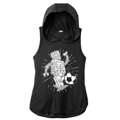 Retro Soccer Robot Ladies PosiCharge Tri-Blend Wicking Draft Hoodie Tank