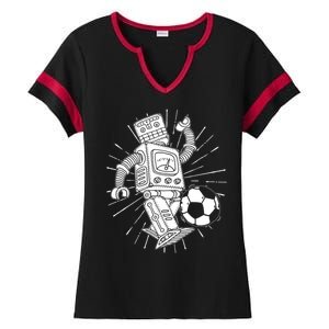 Retro Soccer Robot Ladies Halftime Notch Neck Tee