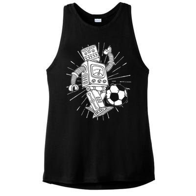 Retro Soccer Robot Ladies PosiCharge Tri-Blend Wicking Tank