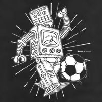 Retro Soccer Robot 7 Panel Mesh Trucker Snapback Hat