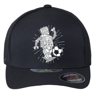 Retro Soccer Robot Flexfit Unipanel Trucker Cap