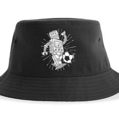 Retro Soccer Robot Sustainable Bucket Hat