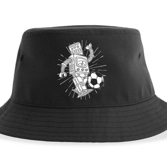 Retro Soccer Robot Sustainable Bucket Hat