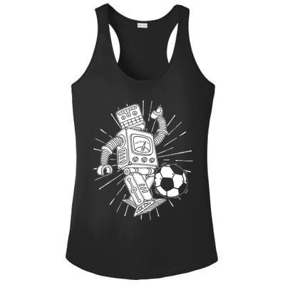 Retro Soccer Robot Ladies PosiCharge Competitor Racerback Tank