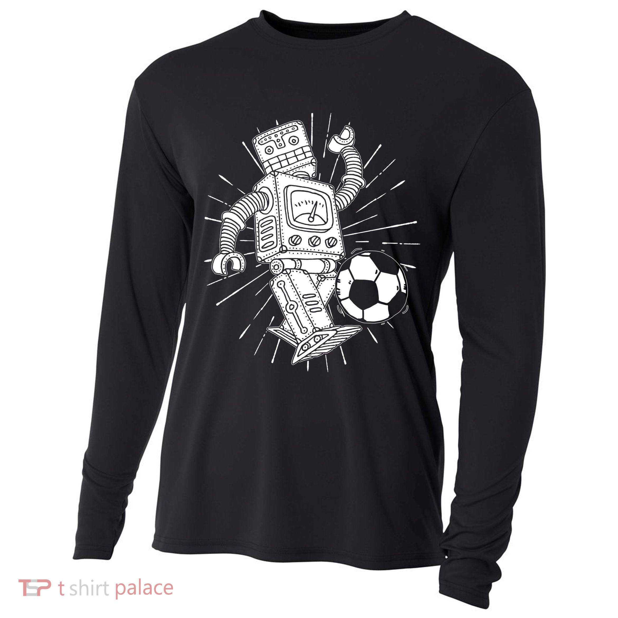Retro Soccer Robot Cooling Performance Long Sleeve Crew