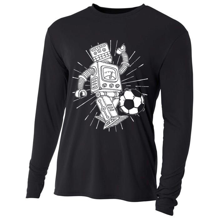 Retro Soccer Robot Cooling Performance Long Sleeve Crew