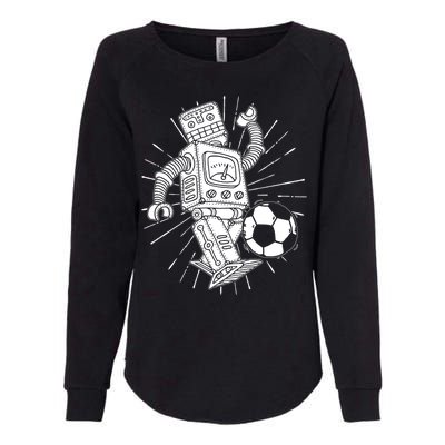 Retro Soccer Robot Womens California Wash Sweatshirt