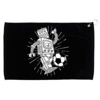 Retro Soccer Robot Grommeted Golf Towel