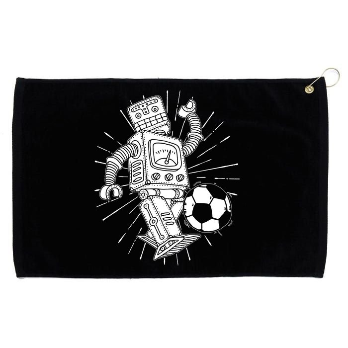 Retro Soccer Robot Grommeted Golf Towel
