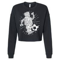 Retro Soccer Robot Cropped Pullover Crew