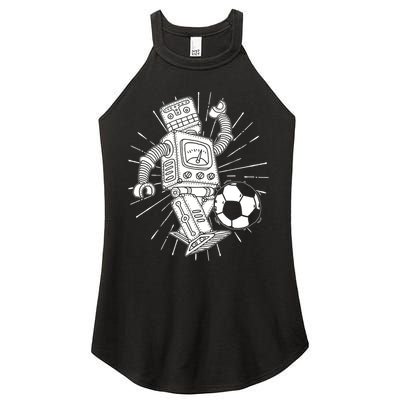 Retro Soccer Robot Women's Perfect Tri Rocker Tank