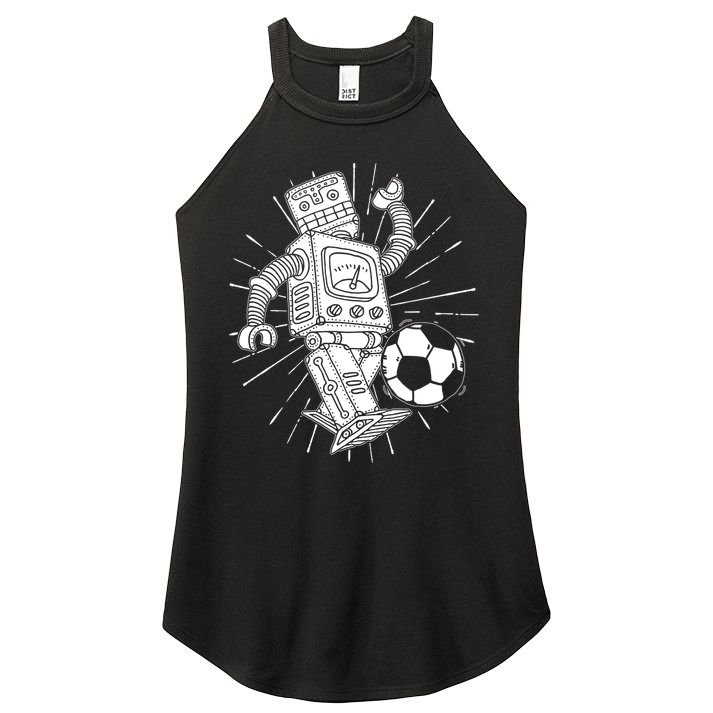 Retro Soccer Robot Women's Perfect Tri Rocker Tank
