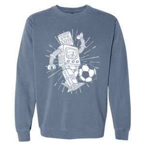 Retro Soccer Robot Garment-Dyed Sweatshirt