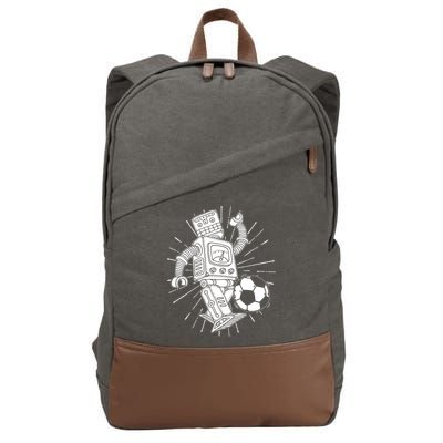 Retro Soccer Robot Cotton Canvas Backpack