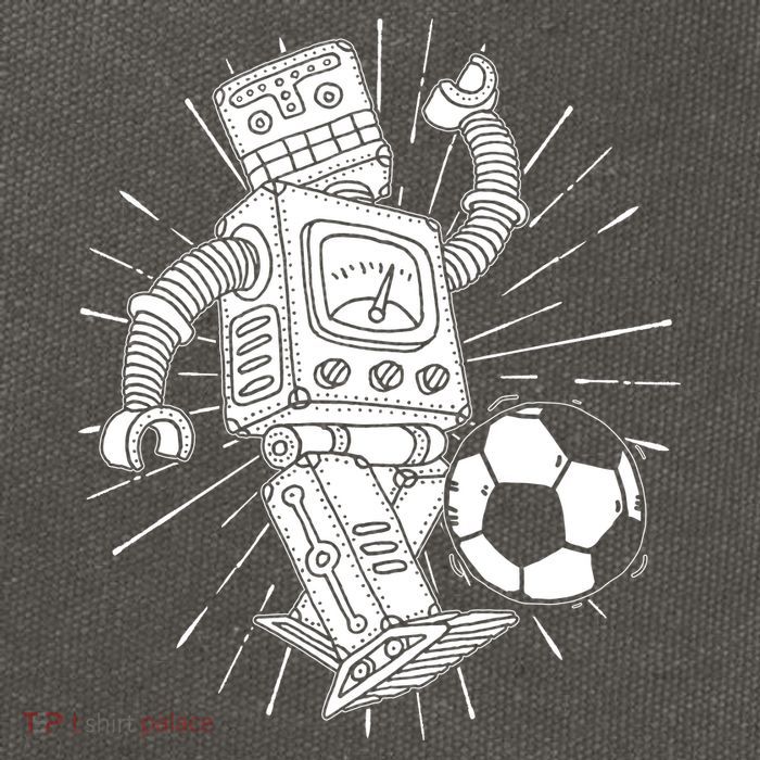 Retro Soccer Robot Cotton Canvas Backpack