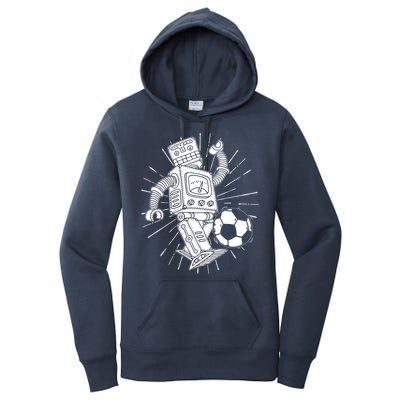 Retro Soccer Robot Women's Pullover Hoodie