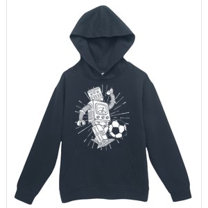 Retro Soccer Robot Urban Pullover Hoodie