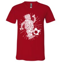Retro Soccer Robot V-Neck T-Shirt