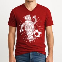 Retro Soccer Robot V-Neck T-Shirt