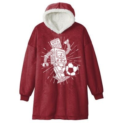 Retro Soccer Robot Hooded Wearable Blanket