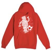 Retro Soccer Robot Premium Pullover Hoodie