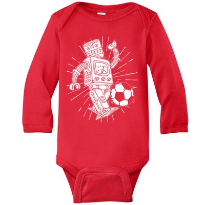 Retro Soccer Robot Baby Long Sleeve Bodysuit