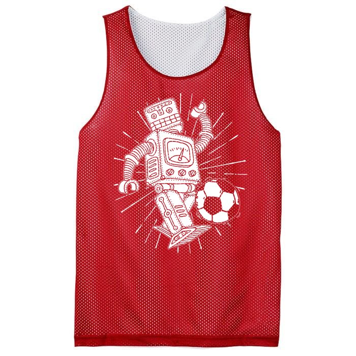 Retro Soccer Robot Mesh Reversible Basketball Jersey Tank