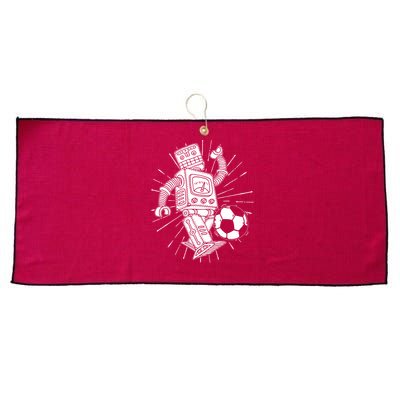 Retro Soccer Robot Large Microfiber Waffle Golf Towel
