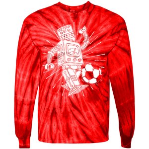 Retro Soccer Robot Tie-Dye Long Sleeve Shirt