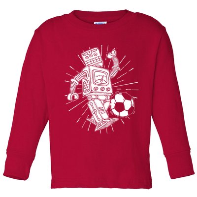 Retro Soccer Robot Toddler Long Sleeve Shirt