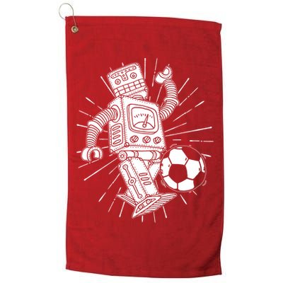 Retro Soccer Robot Golf Towel