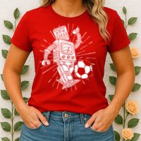 Retro Soccer Robot Womens T-Shirt