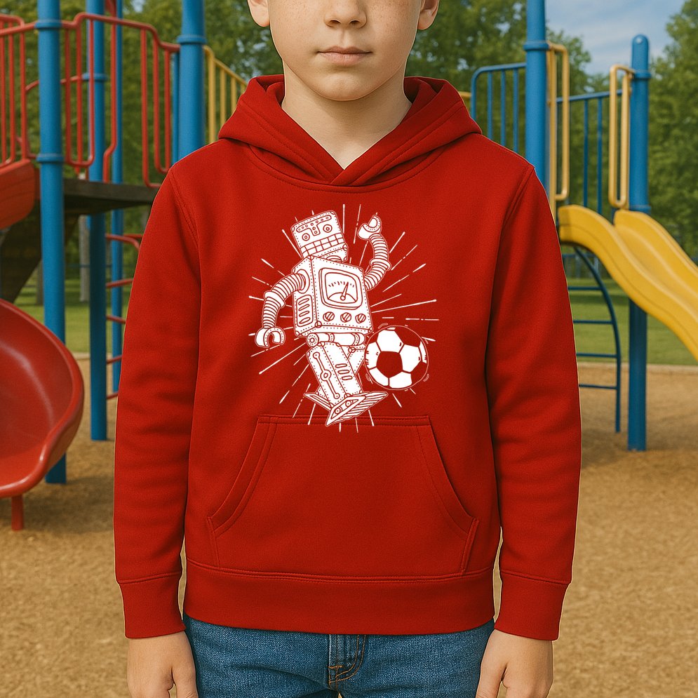 Retro Soccer Robot Kids Hoodie
