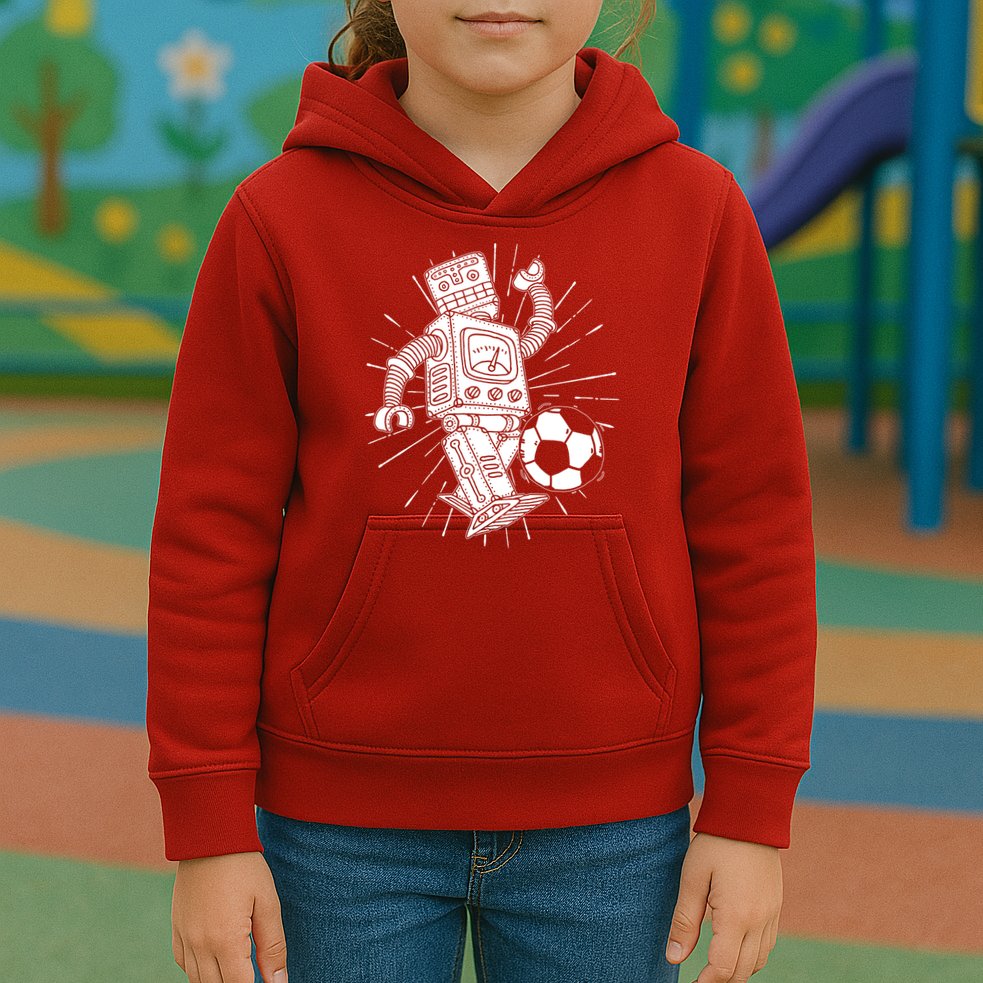 Retro Soccer Robot Kids Hoodie