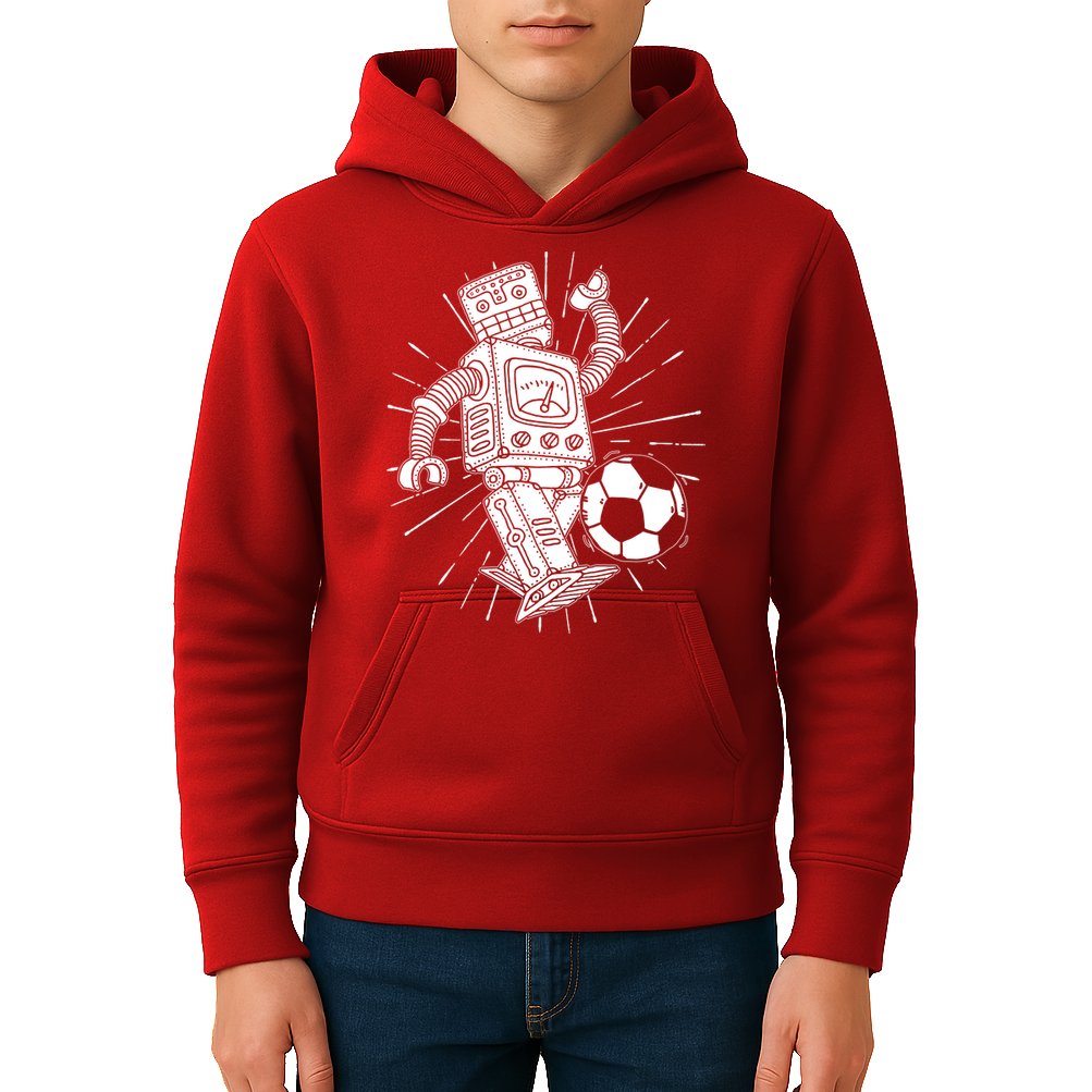 Retro Soccer Robot Kids Hoodie