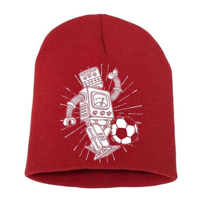 Retro Soccer Robot Short Acrylic Beanie