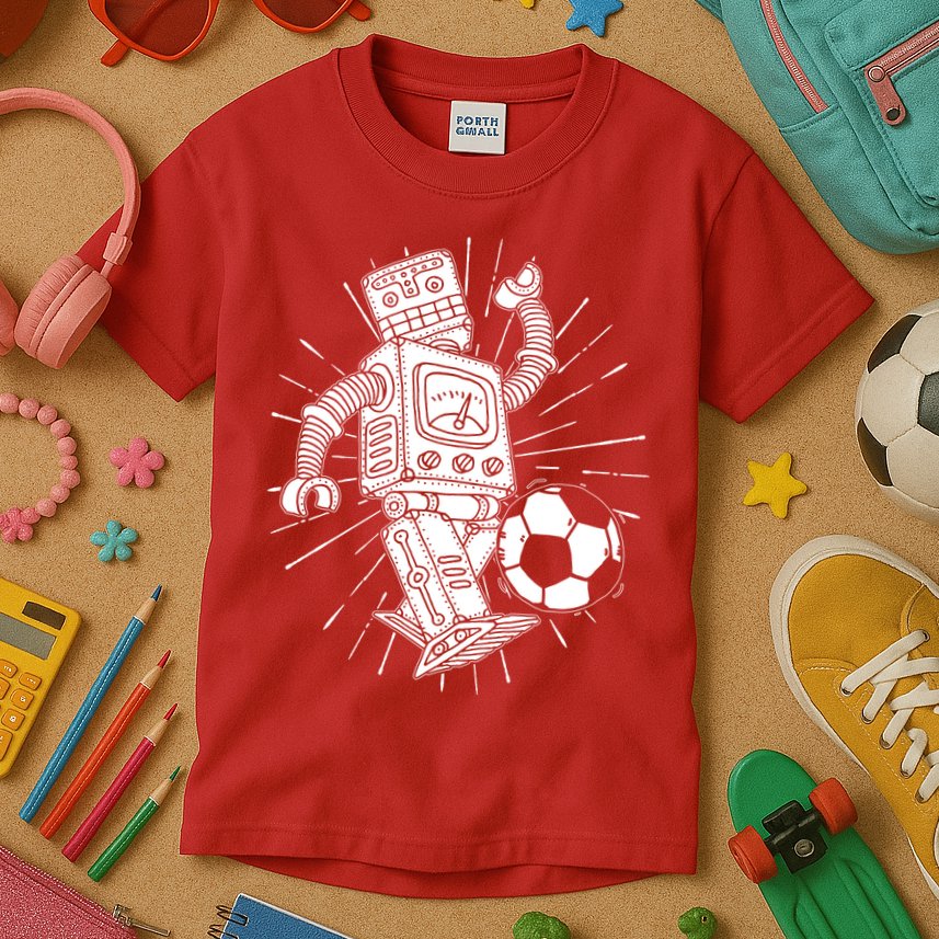 Retro Soccer Robot Kids T-Shirt
