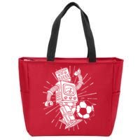 Retro Soccer Robot Zip Tote Bag