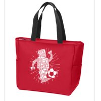Retro Soccer Robot Zip Tote Bag