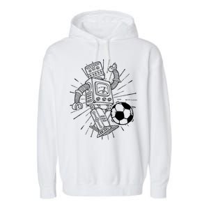 Retro Soccer Robot Garment-Dyed Fleece Hoodie