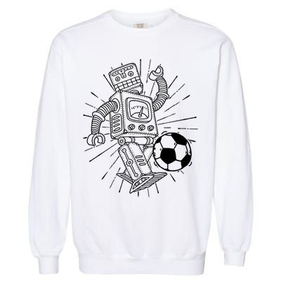 Retro Soccer Robot Garment-Dyed Sweatshirt