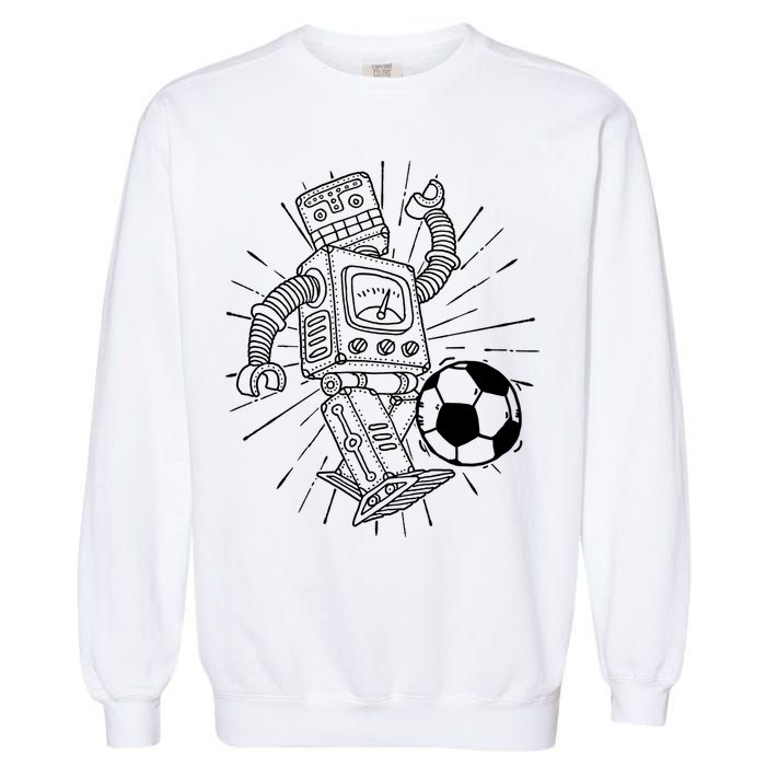 Retro Soccer Robot Garment-Dyed Sweatshirt